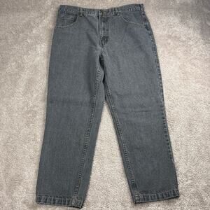 Duke Jeans Size 34x27 Authentic Fit Black Gray Wash Straight Leg Denim Farm Work